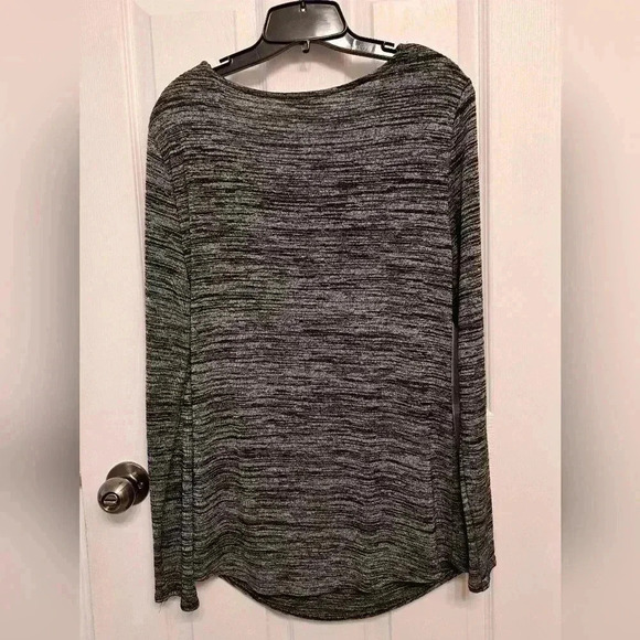 Banana  Republic Long Sleeved Sweater Cowl Neck Heathered Grey Black Size M - Picture 9 of 12